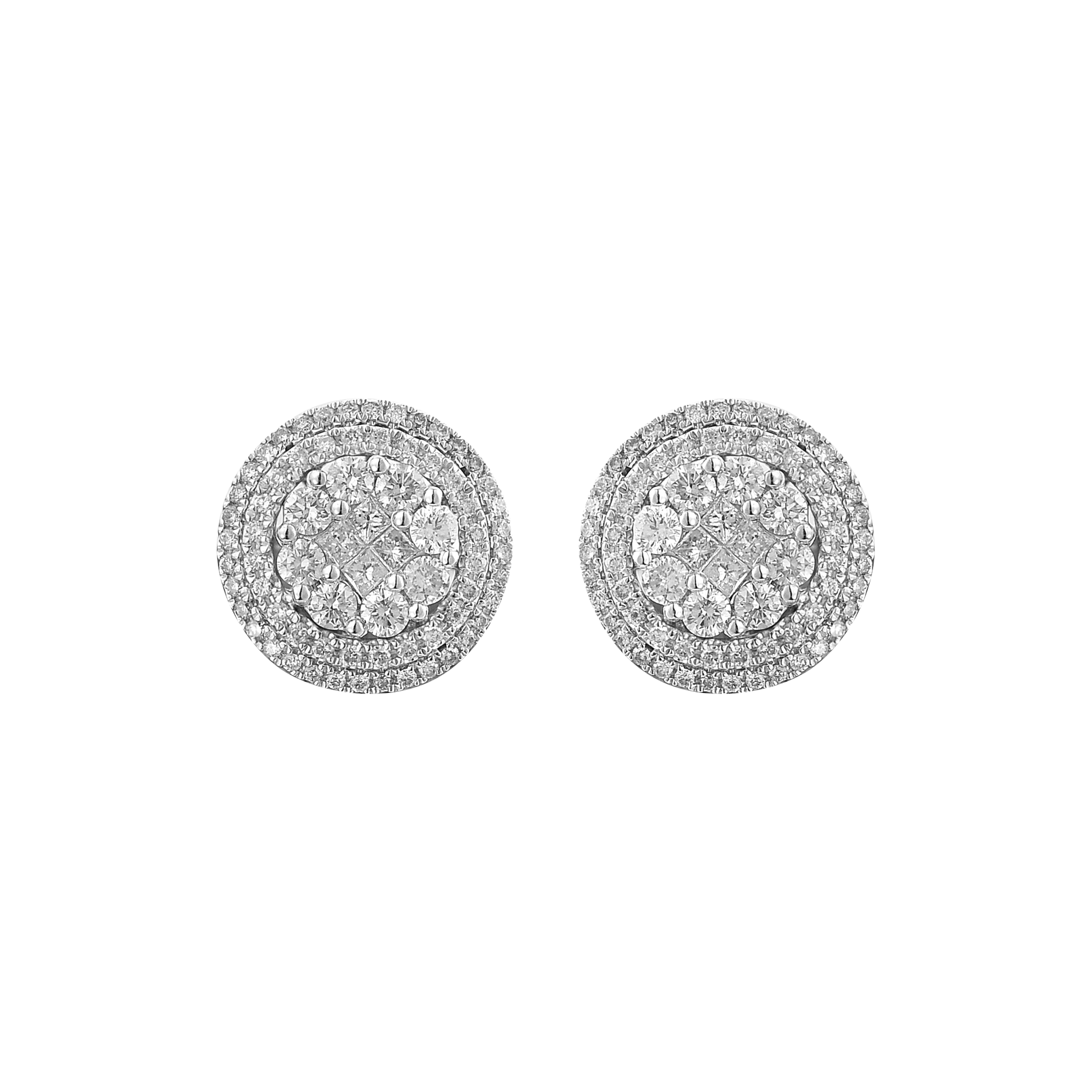 Large Diamond Earrings 3.65 ct. 14K white Gold 14.5mm